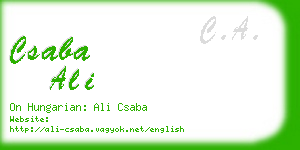 csaba ali business card